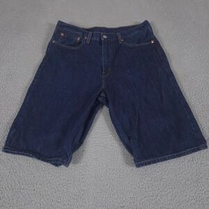 Levis Shorts Mens 31 Blue 469 12" Denim Jean Jorts Loose Straight Dark Wash